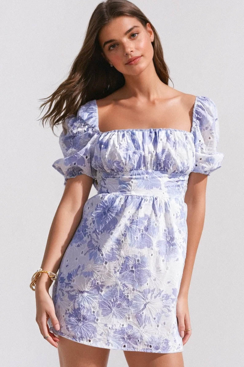 Thea Dress / Sky Blooms