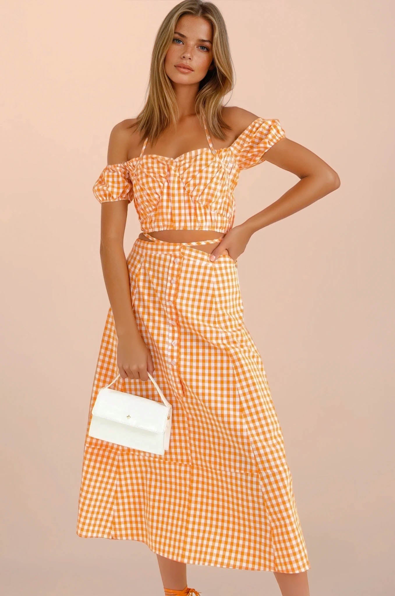 Inger Skirt / Orange Check