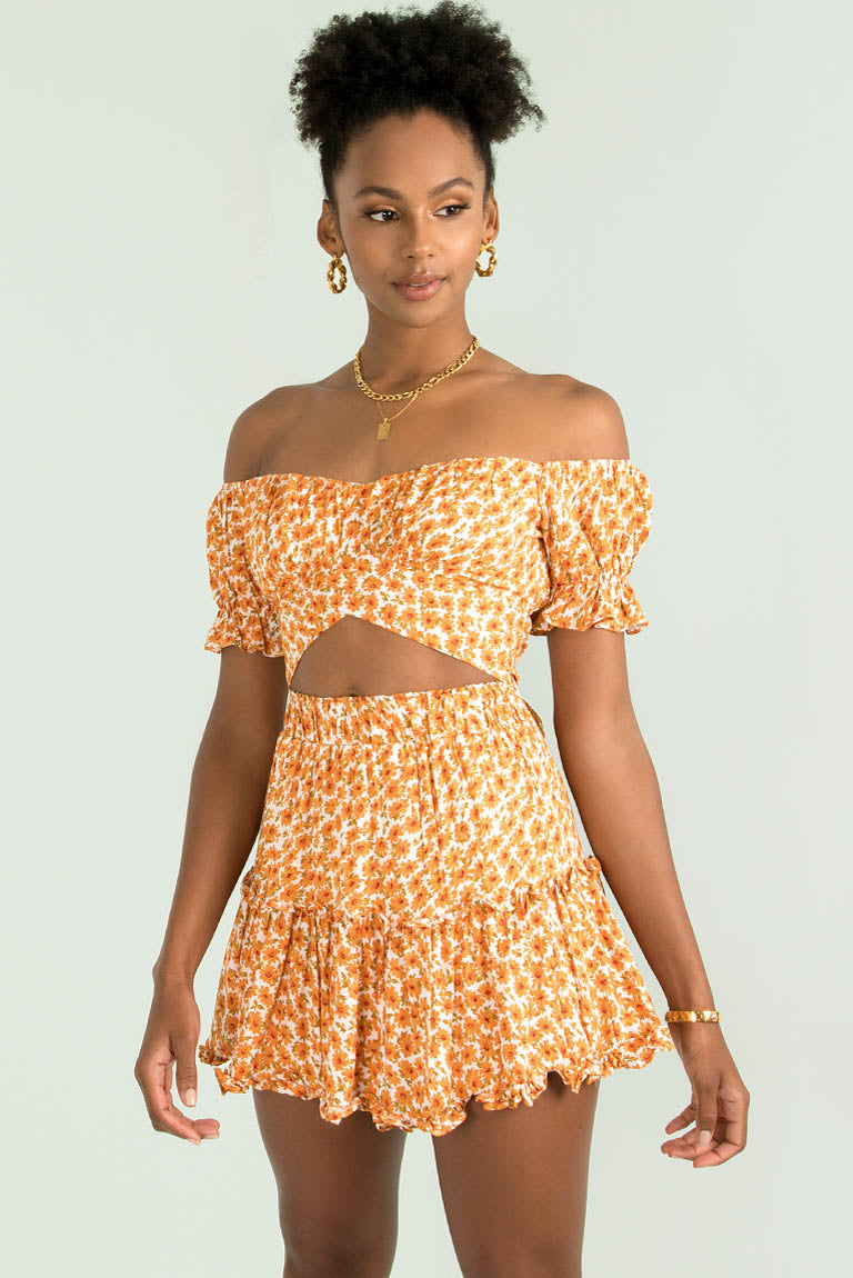 Connie Skirt / Orange Floral