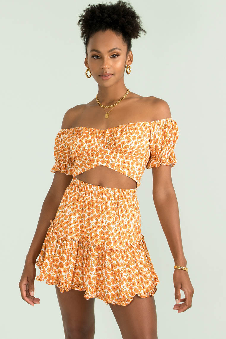 Connie Skirt / Orange Floral