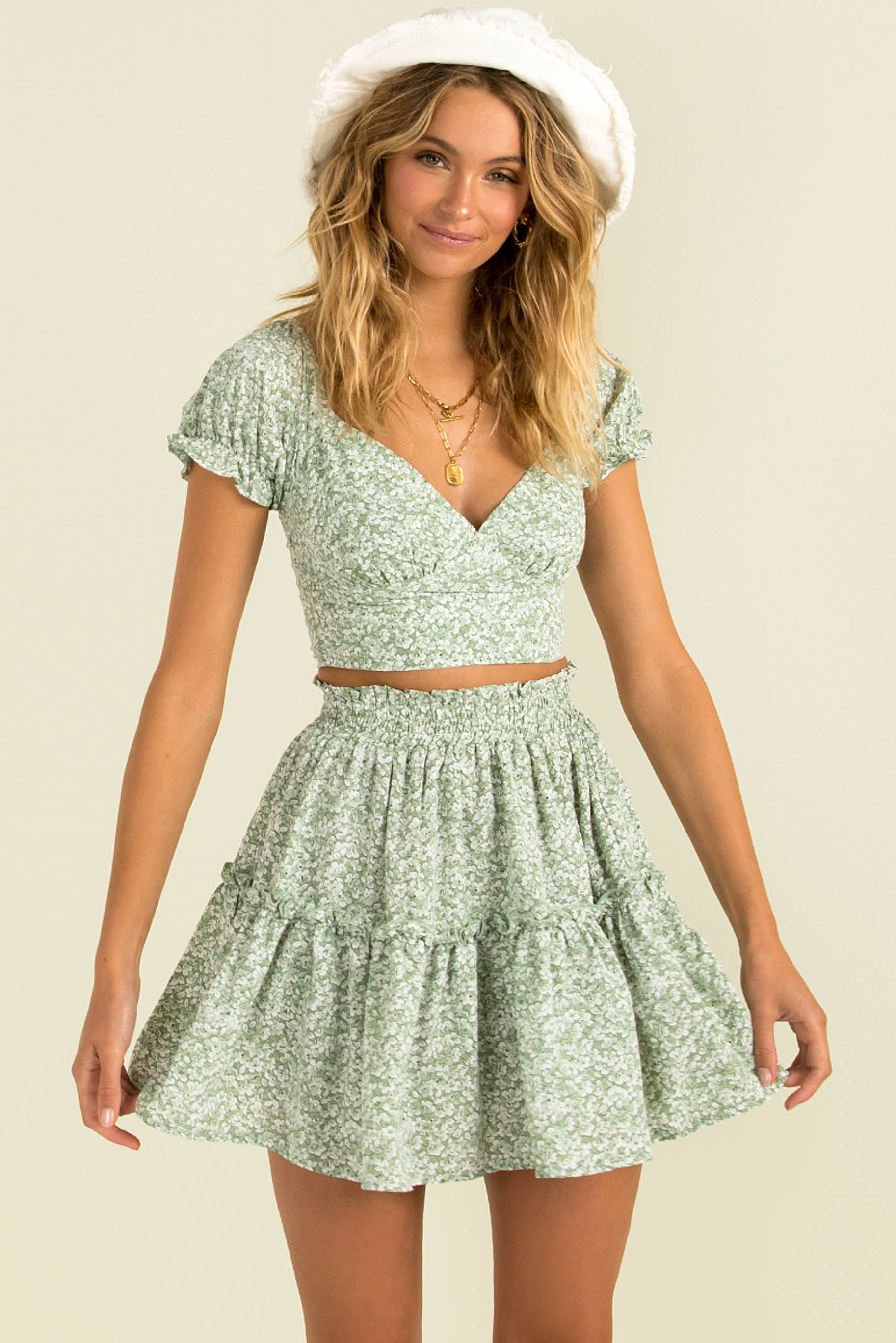 Evalee Skirt / Green Floral