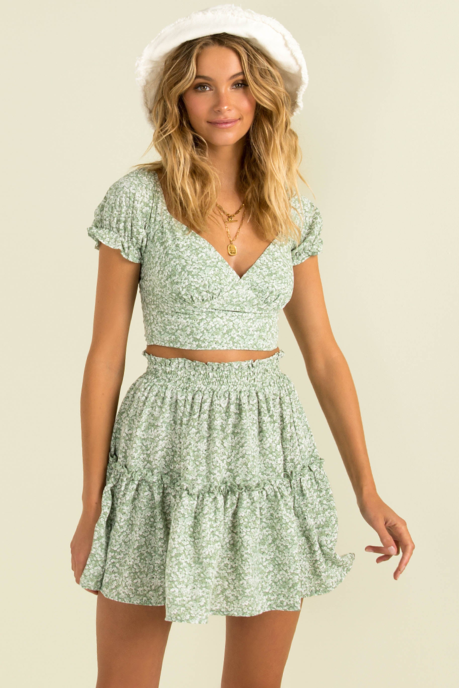 Evalee Skirt / Green Floral